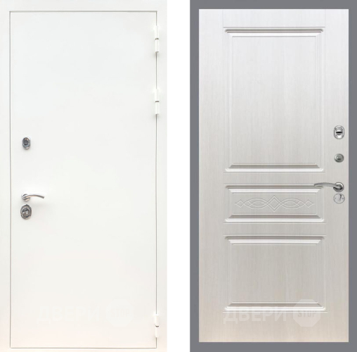 Входная металлическая Дверь Рекс (REX) 5 Белая Шагрень FL-243 Лиственница беж в Фрязино