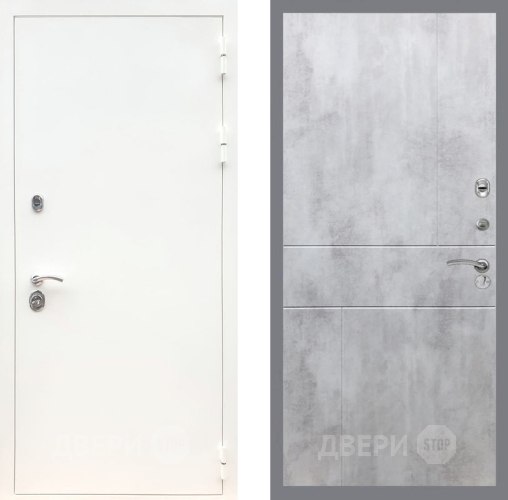 Дверь Рекс (REX) 5 Белая Шагрень FL-290 Бетон светлый в Фрязино