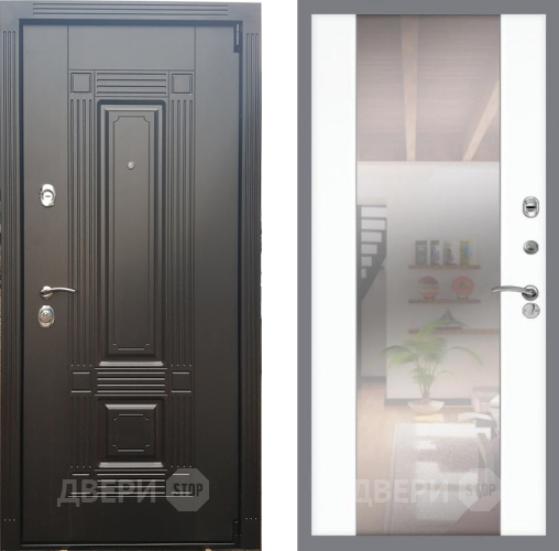 Входная металлическая Дверь Рекс (REX) 9 СБ-16 Зеркало Силк Сноу в Фрязино