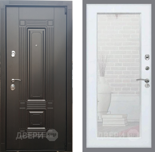 Входная металлическая Дверь Рекс (REX) 9 Зеркало Пастораль Белый ясень в Фрязино