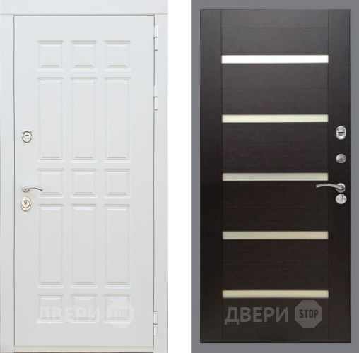 Входная металлическая Дверь Рекс (REX) 8 Силк Сноу СБ-14 стекло белое венге поперечный в Фрязино