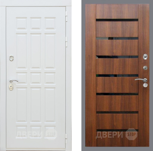 Входная металлическая Дверь Рекс (REX) 8 Силк Сноу СБ-14 стекло черное Орех бренди в Фрязино