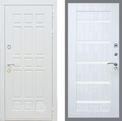 Входная металлическая Дверь Рекс (REX) 8 Силк Сноу СБ-14 стекло белое Сандал белый в Фрязино