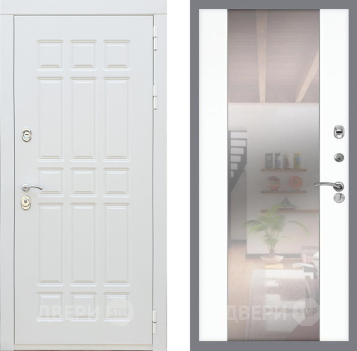 Входная металлическая Дверь Рекс (REX) 8 Силк Сноу СБ-16 Зеркало Силк Сноу в Фрязино