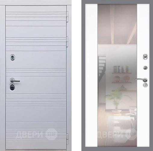 Входная металлическая Дверь Рекс (REX) 14 Силк Сноу СБ-16 Зеркало Силк Сноу в Фрязино