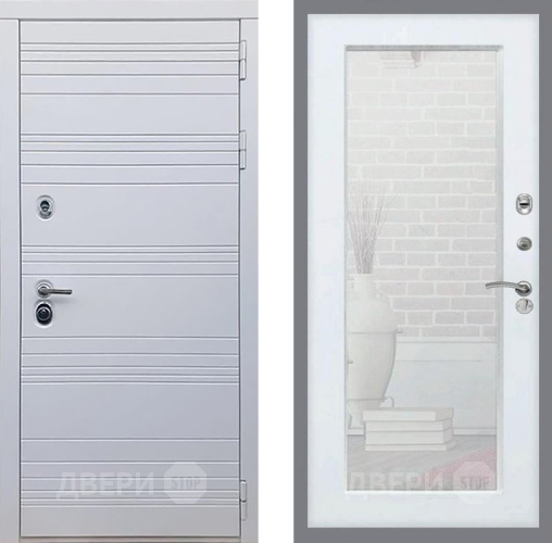 Входная металлическая Дверь Рекс (REX) 14 Силк Сноу Зеркало Пастораль Белый ясень в Фрязино