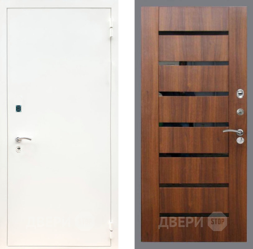 Дверь Рекс (REX) 1А Белая шагрень СБ-14 стекло черное Орех бренди в Фрязино