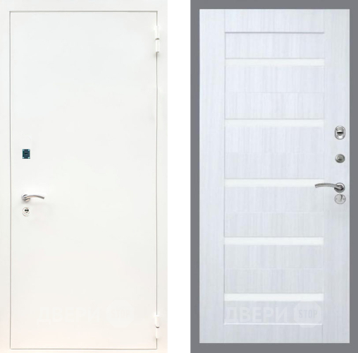 Дверь Рекс (REX) 1А Белая шагрень СБ-14 стекло белое Сандал белый в Фрязино