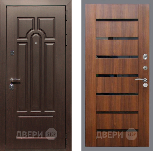 Входная металлическая Дверь Рекс (REX) Эврика СБ-14 стекло черное Орех бренди в Фрязино