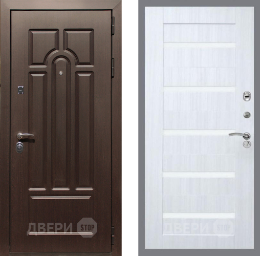 Входная металлическая Дверь Рекс (REX) Эврика СБ-14 стекло белое Сандал белый в Фрязино