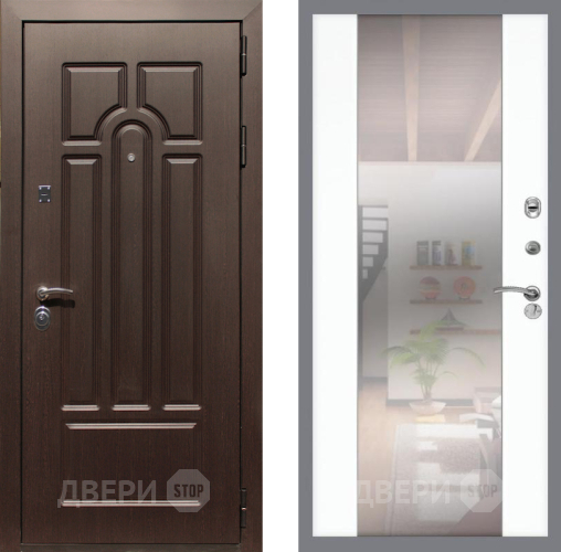 Входная металлическая Дверь Рекс (REX) Эврика СБ-16 Зеркало Силк Сноу в Фрязино