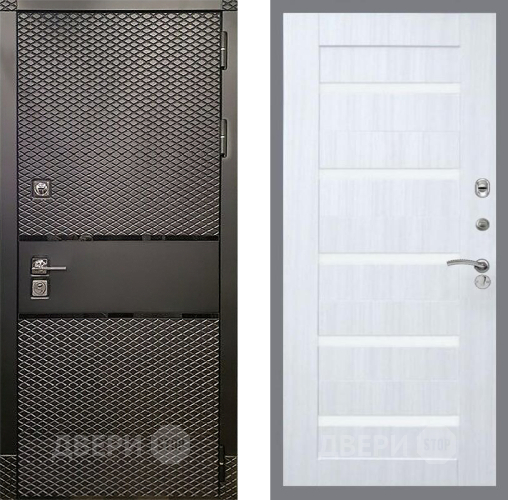 Дверь Рекс (REX) 15 Черный Кварц СБ-14 стекло белое Сандал белый в Фрязино