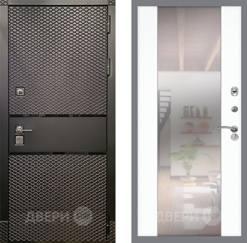 Входная металлическая Дверь Рекс (REX) 15 Черный Кварц СБ-16 Зеркало Силк Сноу в Фрязино