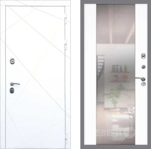 Входная металлическая Дверь Рекс (REX) 13 Силк Сноу СБ-16 Зеркало Силк Сноу в Фрязино