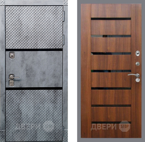 Входная металлическая Дверь Рекс (REX) 15 Бетон Темный СБ-14 стекло черное Орех бренди в Фрязино