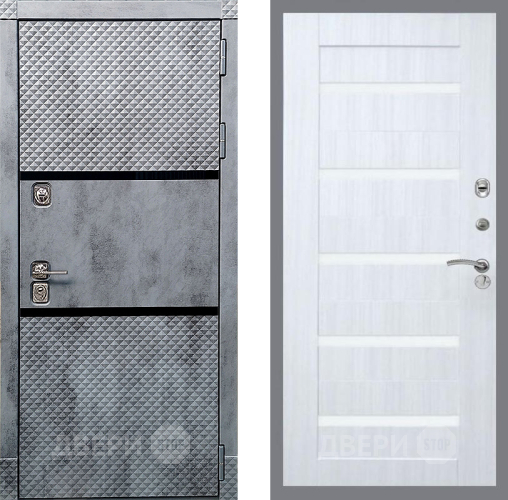 Входная металлическая Дверь Рекс (REX) 15 Бетон Темный СБ-14 стекло белое Сандал белый в Фрязино