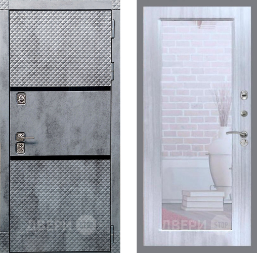 Входная металлическая Дверь Рекс (REX) 15 Бетон Темный Зеркало Пастораль Сандал белый в Фрязино