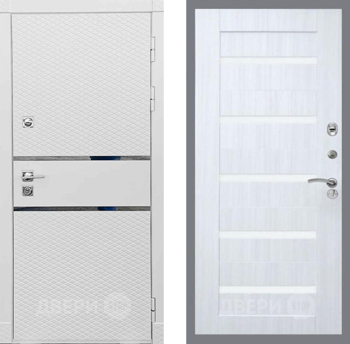 Входная металлическая Дверь Рекс (REX) 15 Силк Сноу СБ-14 стекло белое Сандал белый в Фрязино