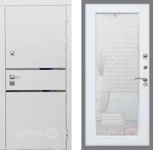 Входная металлическая Дверь Рекс (REX) 15 Силк Сноу Зеркало Пастораль Белый ясень в Фрязино