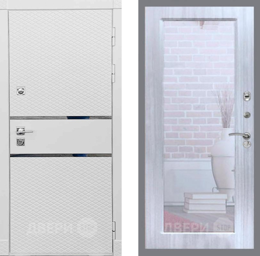 Входная металлическая Дверь Рекс (REX) 15 Силк Сноу Зеркало Пастораль Сандал белый в Фрязино