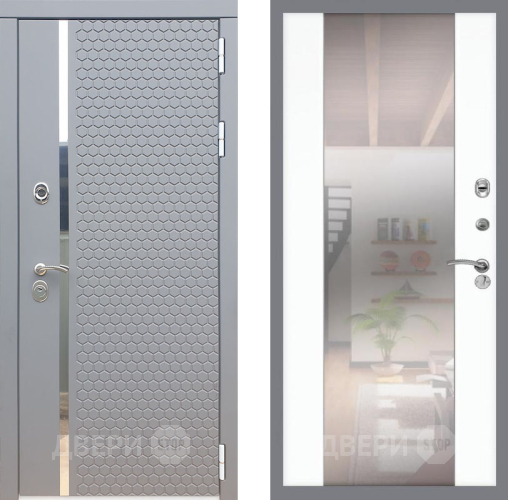 Входная металлическая Дверь Рекс (REX) 24 СБ-16 Зеркало Силк Сноу в Фрязино