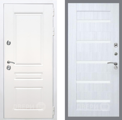 Входная металлическая Дверь Рекс (REX) Премиум-н Силк Сноу СБ-14 стекло белое Сандал белый в Фрязино