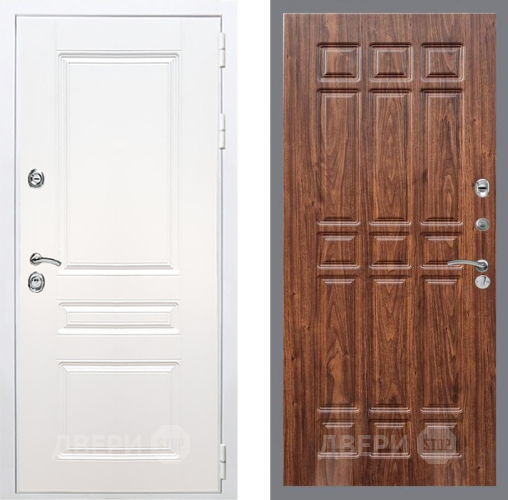 Входная металлическая Дверь Рекс (REX) Премиум-н Силк Сноу FL-33 орех тисненый в Фрязино