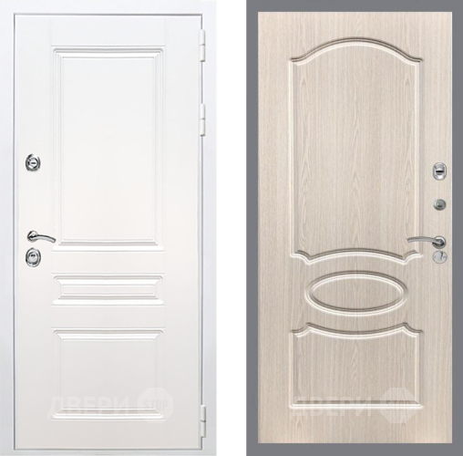 Входная металлическая Дверь Рекс (REX) Премиум-н Силк Сноу FL-128 Беленый дуб в Фрязино