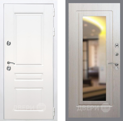 Входная металлическая Дверь Рекс (REX) Премиум-н Силк Сноу FLZ-120 Беленый дуб в Фрязино