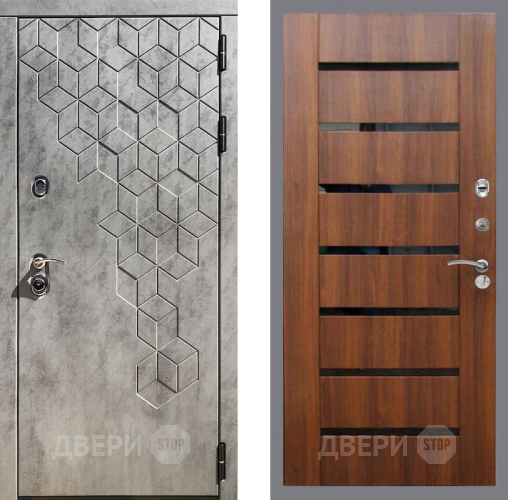 Входная металлическая Дверь Рекс (REX) 23 СБ-14 стекло черное Орех бренди в Фрязино