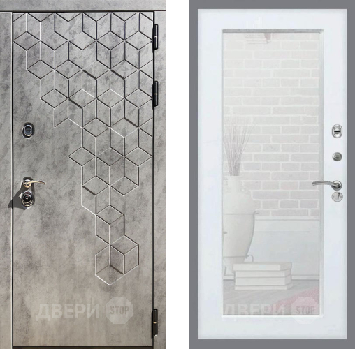 Входная металлическая Дверь Рекс (REX) 23 Зеркало Пастораль Белый ясень в Фрязино